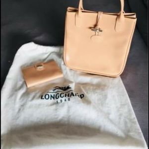 Genuine leather tote & matching wallet